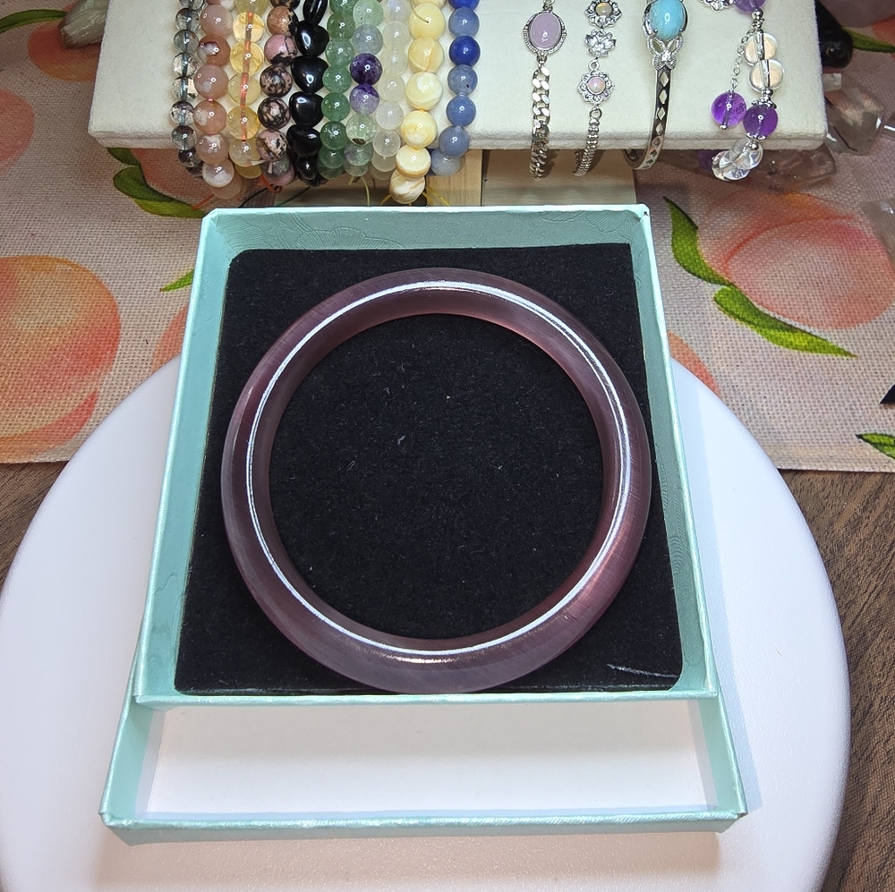 Purple Cat Eye Crystal Bangle Bracelet
